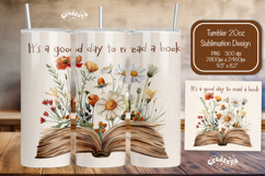 Wildflower Book tumbler PNG Book lover tumbler Wrap 20 oz Product Image 1