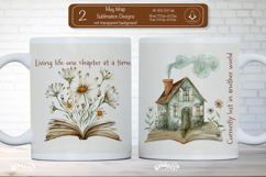 Floral Book Lover Quote Mug Sublimation Vintage mug wrap png Product Image 1