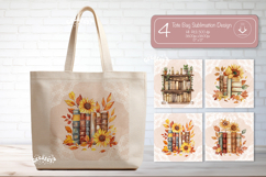 Book Lover Tote Bag Sublimation print Vintage Watercolor Product Image 1