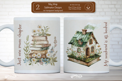 Floral Book Lover Quote Mug Sublimation Vintage mug wrap png Product Image 1