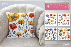 Floral Pillow case sublimation Wildflower throw Pillow png Product Image 1