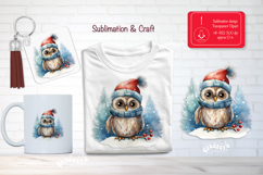 Christmas Watercolor Clipart Sublimation Owl forest animals Product Image 1