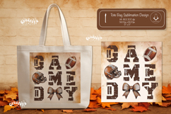 Football Bow Tote Bag Sublimation Vintage Game Day Touchdown Product Image 1