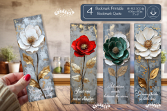 Vintage Floral Bookmark Quote Flower printable png Product Image 1