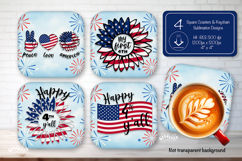 Patriotic 4th of July square coaster png Independence day Product Image 1