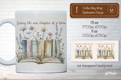 Floral Book Lover Quote Mug Sublimation Vintage mug wrap png Product Image 1