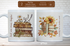 Floral Book Lover Quote Mug Sublimation Vintage mug wrap png Product Image 1