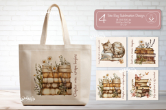 Book Lover Quote Tote Bag Sublimation Vintage Watercolor Product Image 1