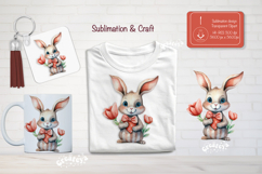 Kids Valentine Sublimation Clipart Cute bunny Sublimation Product Image 1