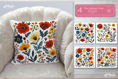 Floral Pillow case sublimation Wildflower throw Pillow png Product Image 1