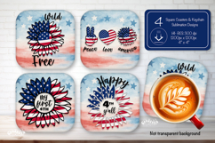 Patriotic 4th of July square coaster png Independence day Product Image 1