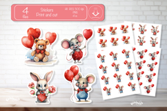 Valentine Cute Baby Animal Stickers Printable Kids Love png Product Image 1