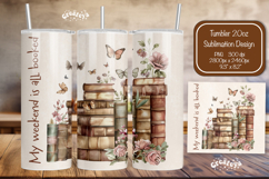 Floral Book tumbler PNG Book lover tumbler Wrap 20 oz Product Image 1