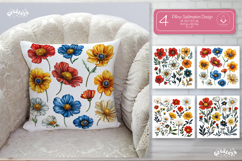 Floral Pillow case sublimation Wildflower throw Pillow png Product Image 1