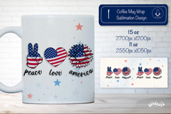 USA Patriotic 4th of July Mug Wrap Sublimation Peace Love Product Image 1