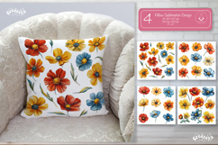Floral Pillow case sublimation Wildflower throw Pillow png Product Image 1