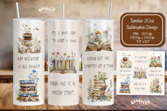 Floral Book tumbler PNG Book lover tumbler Wrap Goose 20 oz Product Image 1