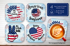 Patriotic 4th of July square coaster png Independence day Product Image 1