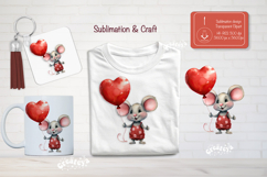 Kids Valentine Sublimation Clipart Cute mouse Sublimation Product Image 1
