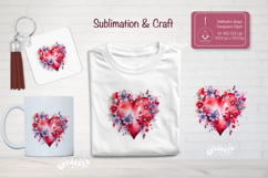 Watercolor Floral Heart PNG Clipart Sublimation Flowers Product Image 1