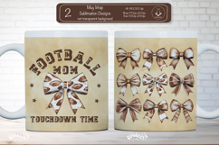 American Football Mug Wrap Sublimation Football mom bow png Product Image 1