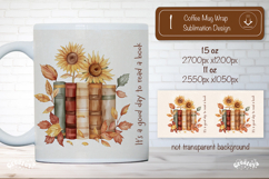 Floral Book Lover Quote Mug Sublimation Vintage mug wrap png Product Image 1