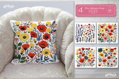 Floral Pillow case sublimation Wildflower throw Pillow png Product Image 1