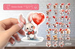 Valentine Cute Baby Animal Stickers Bundle Kids Printable Product Image 1