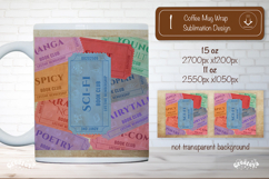 Book Club Ticket Mug Wraps PNG Bookish Library Sublimation Product Image 1