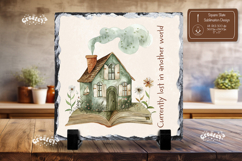 Book lover Quote square slate sublimation book house png Product Image 1