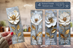 Vintage Floral Bookmark Quote Flower printable png Product Image 1