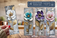 Vintage Floral Bookmark Quote Flower printable png Product Image 1