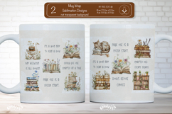 Floral Book Lover Quote Mug Sublimation Vintage mug wrap png Product Image 1