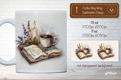 Floral Book Lover Mug Sublimation Vintage mug wrap png Product Image 1