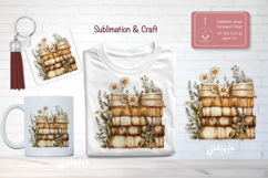 Watercolor Book Lover Clipart Sublimation Flower Books png Product Image 1