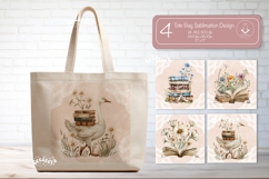 Book Lover Tote Bag Sublimation print Vintage Watercolor Product Image 1