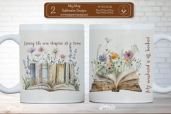 Floral Book Lover Quote Mug Sublimation Vintage mug wrap png Product Image 1