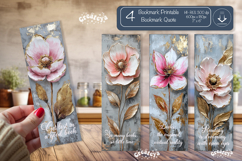 Vintage Floral Bookmark Quote Flower printable png Product Image 1