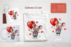 Kids Valentine Sublimation Clipart Cute mouse Sublimation Product Image 1