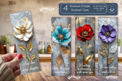 Vintage Floral Bookmark Quote Flower printable png Product Image 1