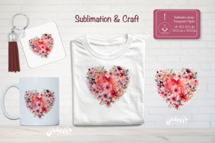 Watercolor Floral Heart PNG Clipart Sublimation Flowers Product Image 1