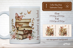 Floral Book Lover Quote Mug Sublimation Vintage mug wrap png Product Image 1