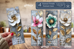 Vintage Floral Bookmark Quote Flower printable png Product Image 1