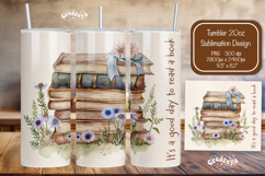 Wildflower Book tumbler PNG Book lover tumbler Wrap 20 oz Product Image 1
