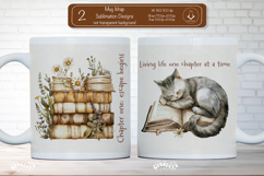 Floral Book Lover Quote Mug Sublimation Vintage mug wrap png Product Image 1