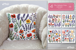 Floral Pillow case sublimation Wildflower throw Pillow png Product Image 1