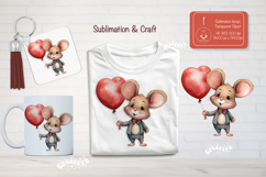 Kids Valentine Sublimation Clipart Cute mouse Sublimation Product Image 1