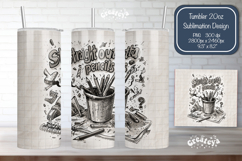Teacher Tumbler Wrap png Back to School Black and white Product Image 1