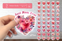 Mother’s Day Heart Stickers Bundle PNG Floral Mom Designs Product Image 1