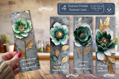 Vintage Floral Bookmark Quote Flower printable png Product Image 1